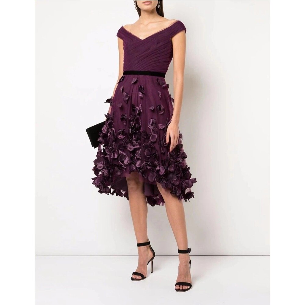Marchesa Notte Purple Coctail Dress Size 6 Excellent Condition